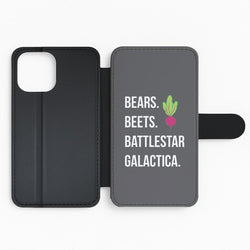 Bears. Beets. Battlestar Galactica Illustration Flip Wallet Phone Case