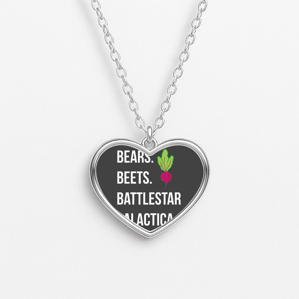 Bears. Beets. Battlestar Galactica Illustration Heart Necklace