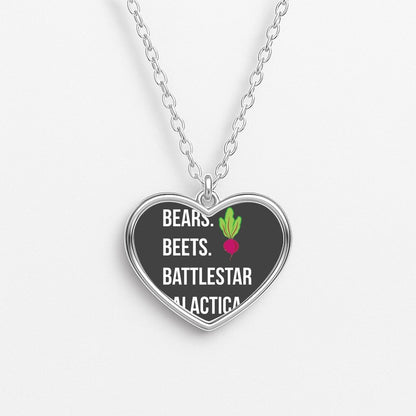 Bears. Beets. Battlestar Galactica Illustration Heart Necklace