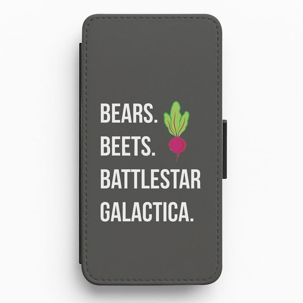 Bears. Beets. Battlestar Galactica Illustration Flip Wallet Phone Case