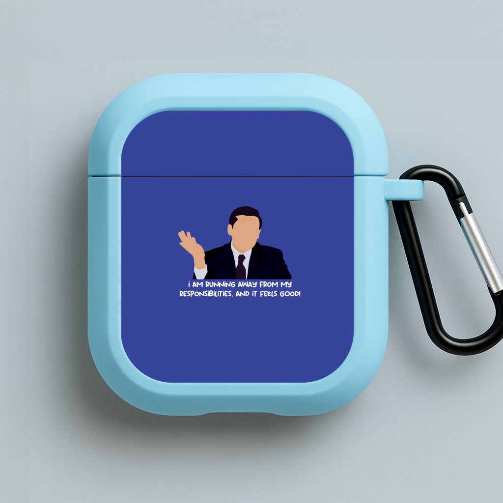 I Am Running Away From My Responsibilities Blue AirPods Case