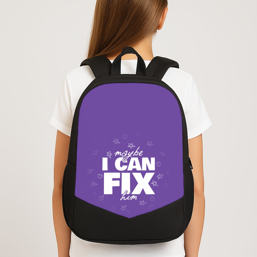 Maybe I Can Fix Him Purple Large School Bag
