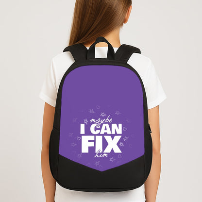 Maybe I Can Fix Him Purple Large School Bag