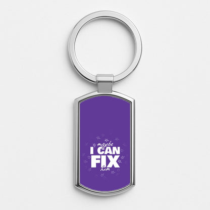 Maybe I Can Fix Him Purple Silver Keyring