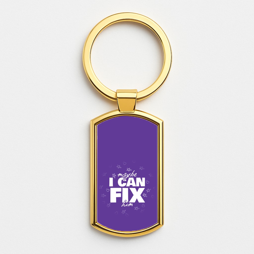 Maybe I Can Fix Him Purple Gold Keyring