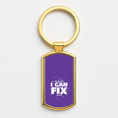 Maybe I Can Fix Him Purple Gold Keyring