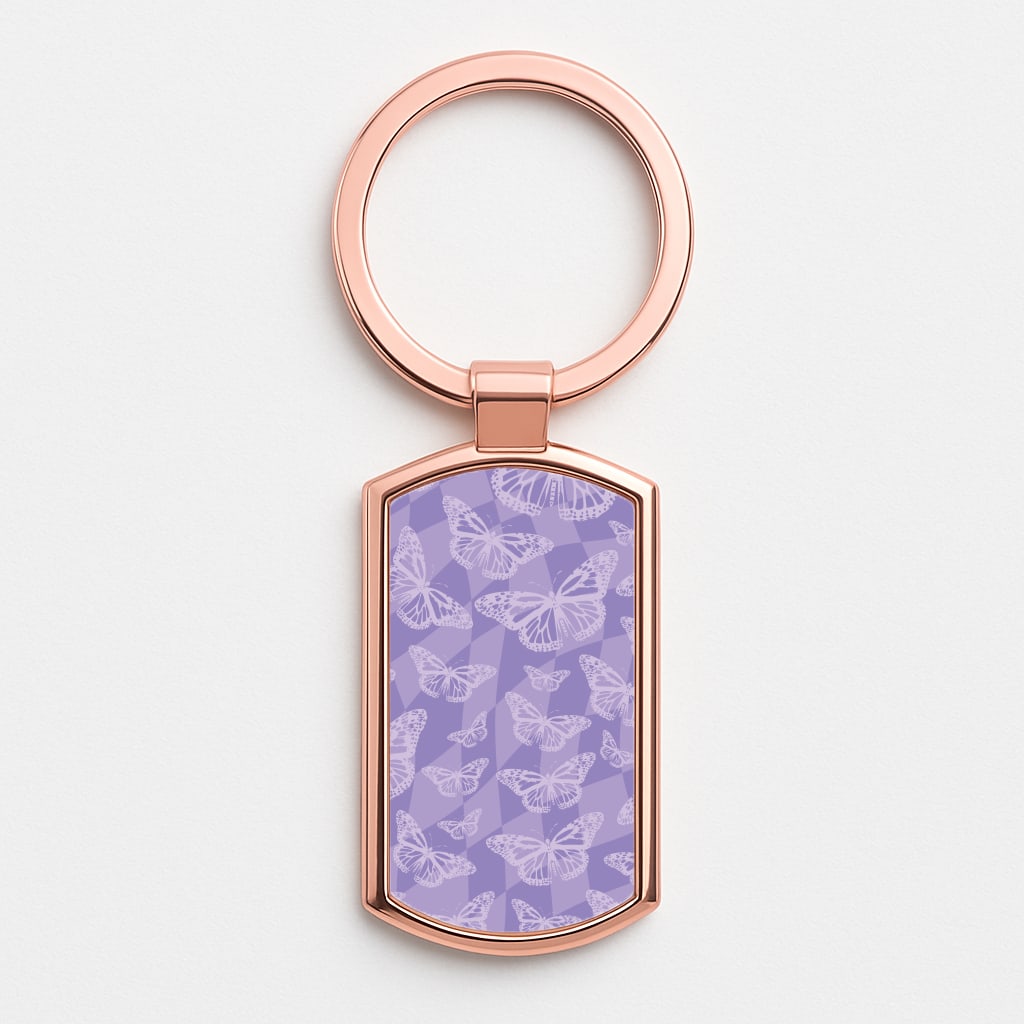 Abstract Butterflies Pattern Rose Gold Keyring