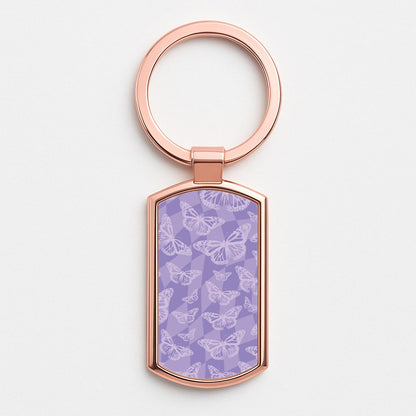 Abstract Butterflies Pattern Rose Gold Keyring