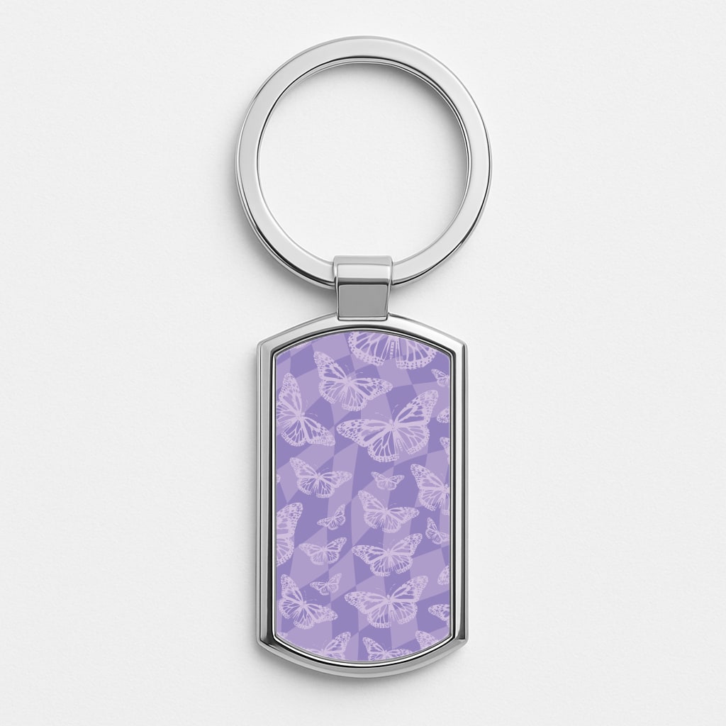Abstract Butterflies Pattern Silver Keyring