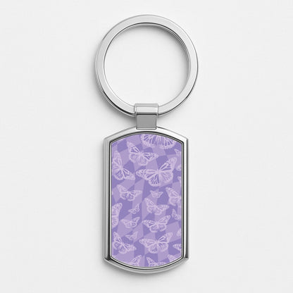 Abstract Butterflies Pattern Silver Keyring