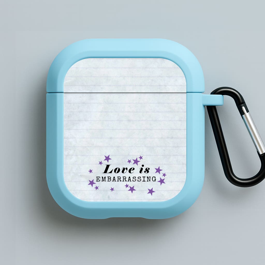 Love Is Embarrassing Note Blue AirPods Case