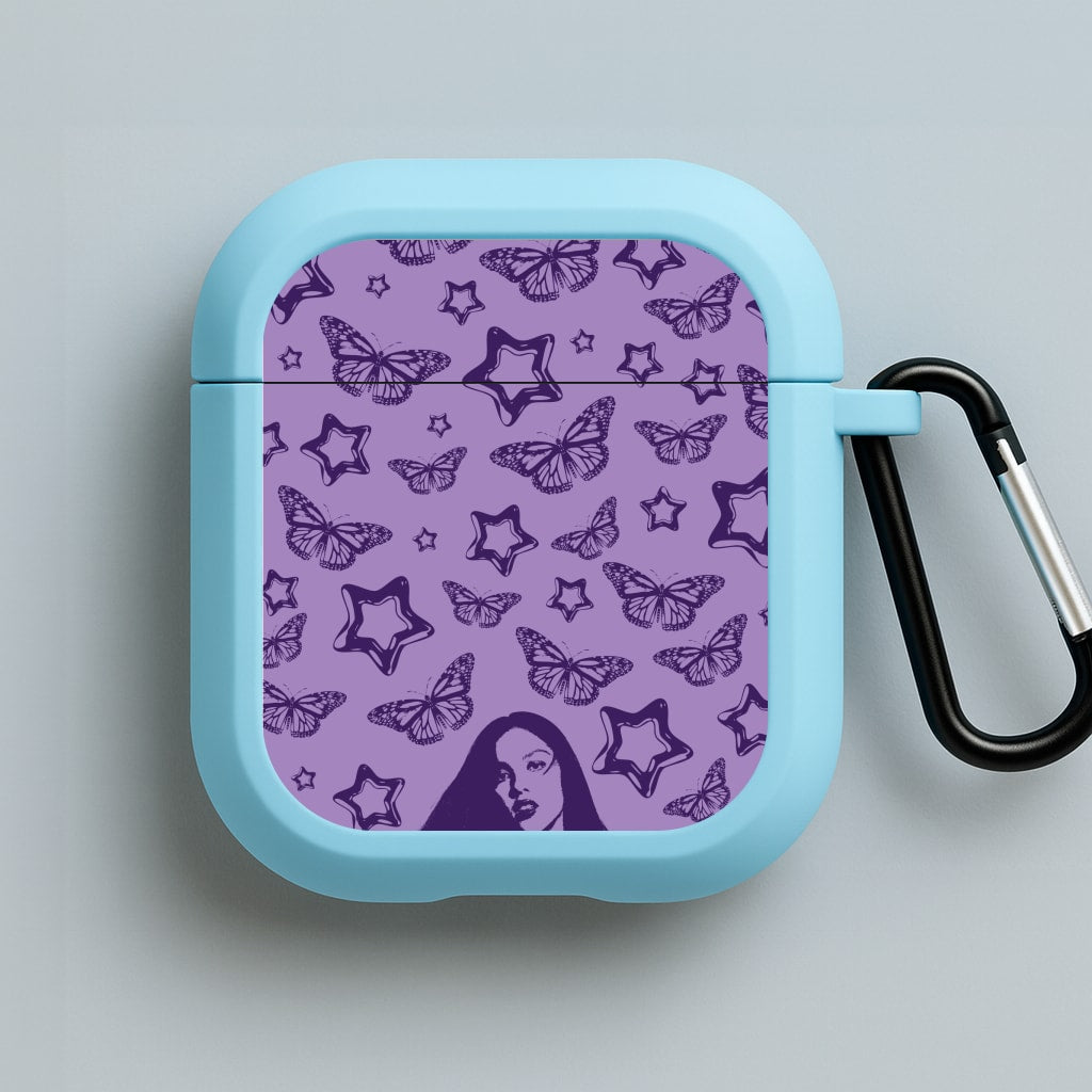 Stars And Butterflies Pattern Blue AirPods Case