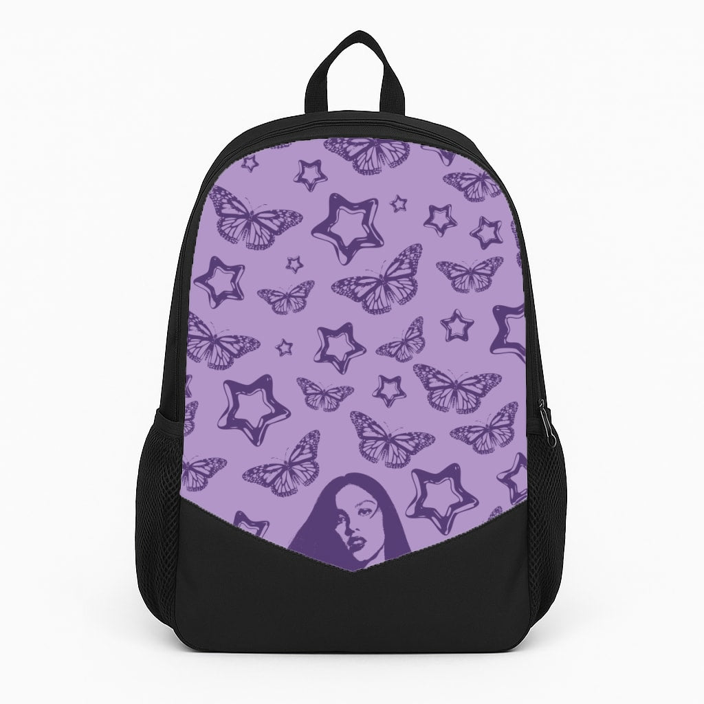 Stars And Butterflies Pattern Large Backpack