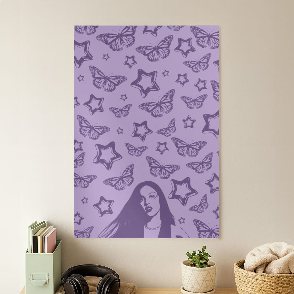Stars And Butterflies Pattern Poster