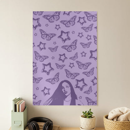 Stars And Butterflies Pattern Poster