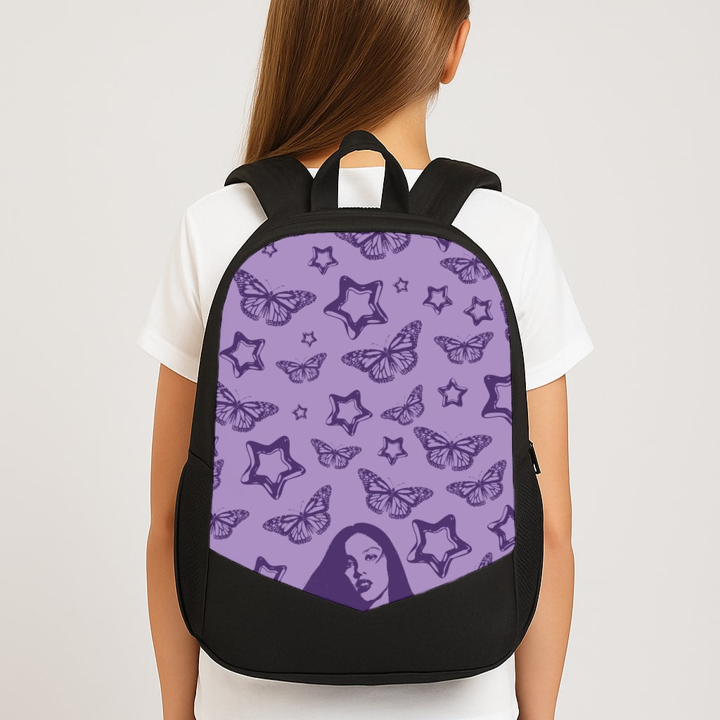 Stars And Butterflies Pattern Large School Bag