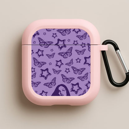 Stars And Butterflies Pattern Pink AirPods Case