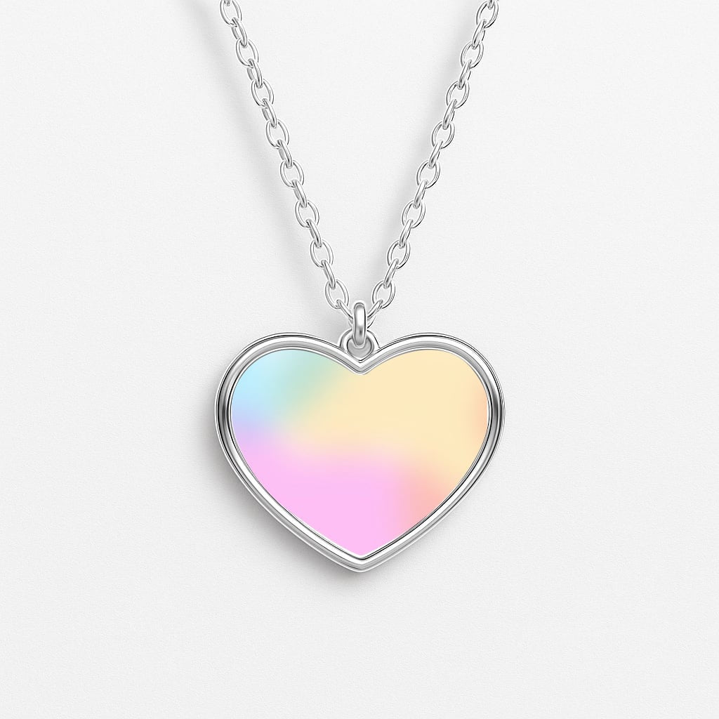 Pastel Clouds Pattern Heart Necklace