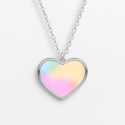 Pastel Clouds Pattern Heart Necklace