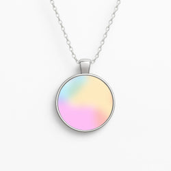 Pastel Clouds Pattern Circle Necklace