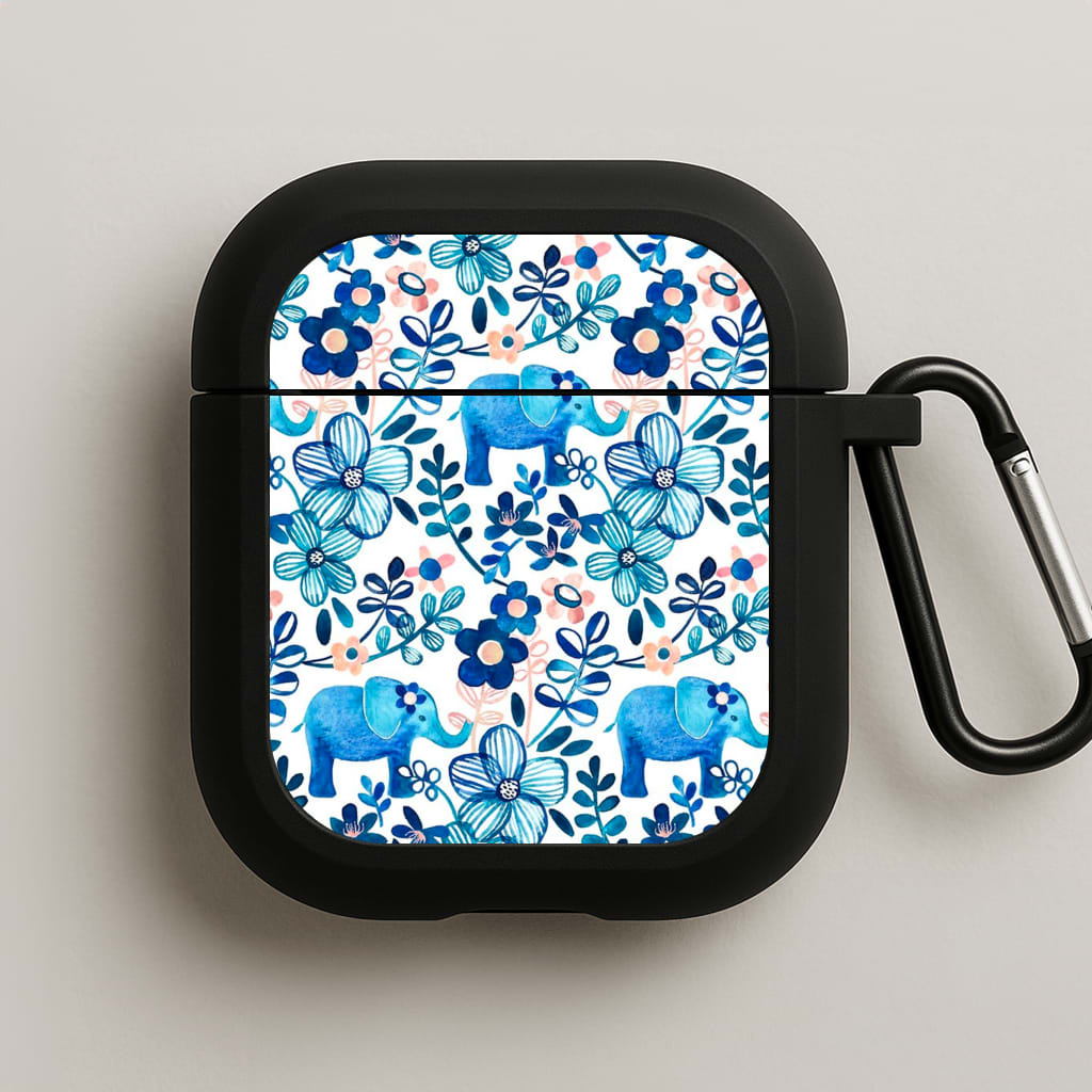 Elephant and Floral Pattern AirPods Case