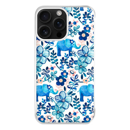 Elephant and Floral Pattern Phone Case for iPhone 16 Pro Max