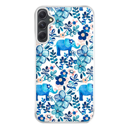 Elephant and Floral Pattern Phone Case for Galaxy A14