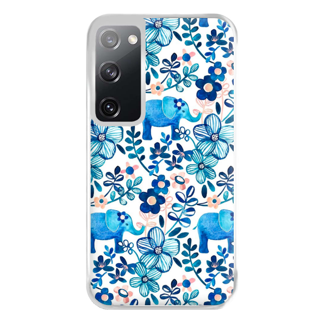 Elephant and Floral Pattern Phone Case for Galaxy S20