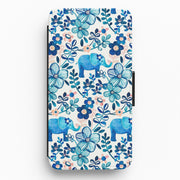 Elephant and Floral Pattern Flip Wallet Phone Case 1