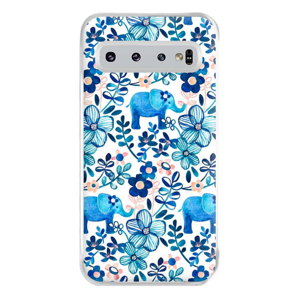 Elephant and Floral Pattern Phone Case for Galaxy S10 Plus