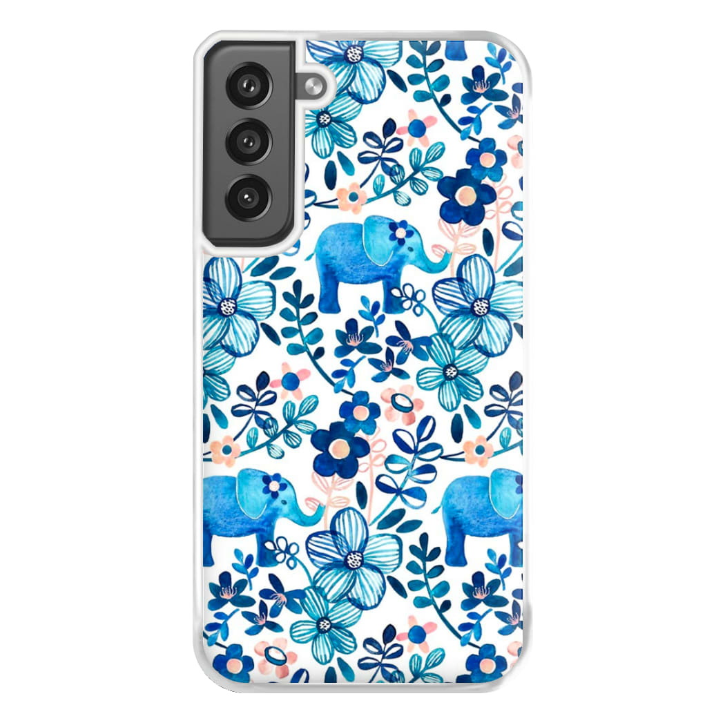 Elephant and Floral Pattern Phone Case for Galaxy S21FE