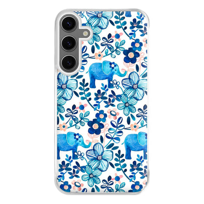 Elephant and Floral Pattern Phone Case for Galaxy S24FE