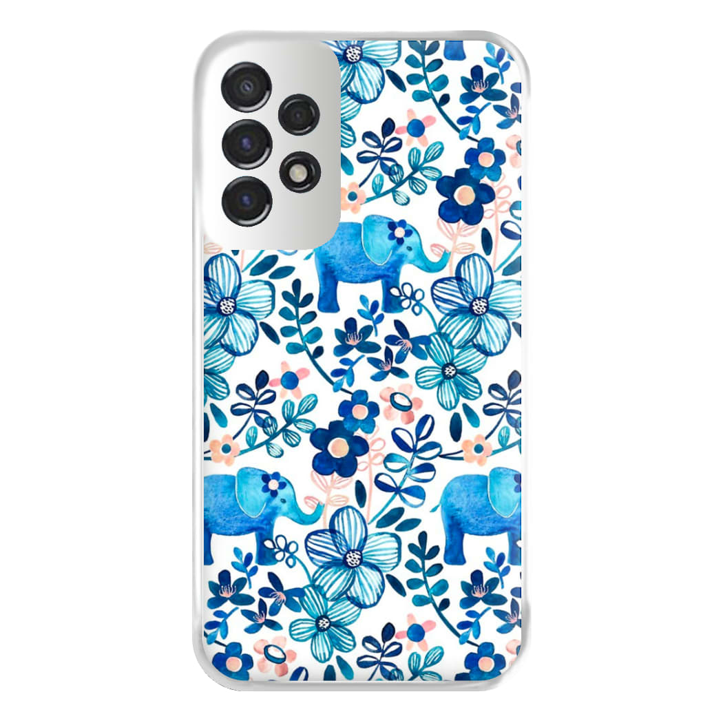 Elephant and Floral Pattern Phone Case for Galaxy A53