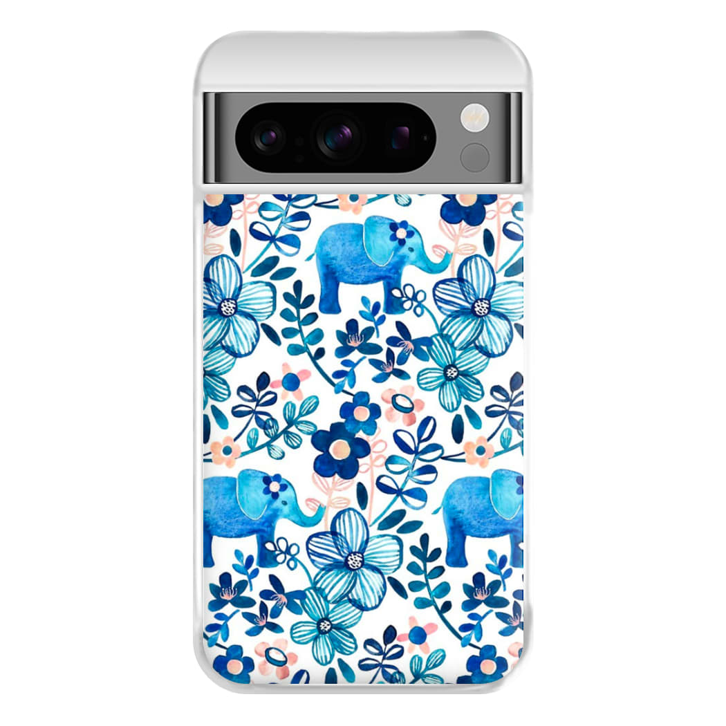 Elephant and Floral Pattern Phone Case for Google Pixel 8 Pro