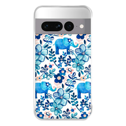 Elephant and Floral Pattern Phone Case for Google Pixel 7 Pro