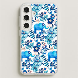 Elephant and Floral Pattern Phone Case for Galaxy S25FE