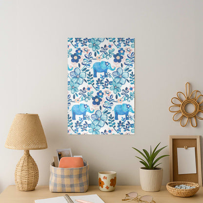 Elephant and Floral Pattern Art Print