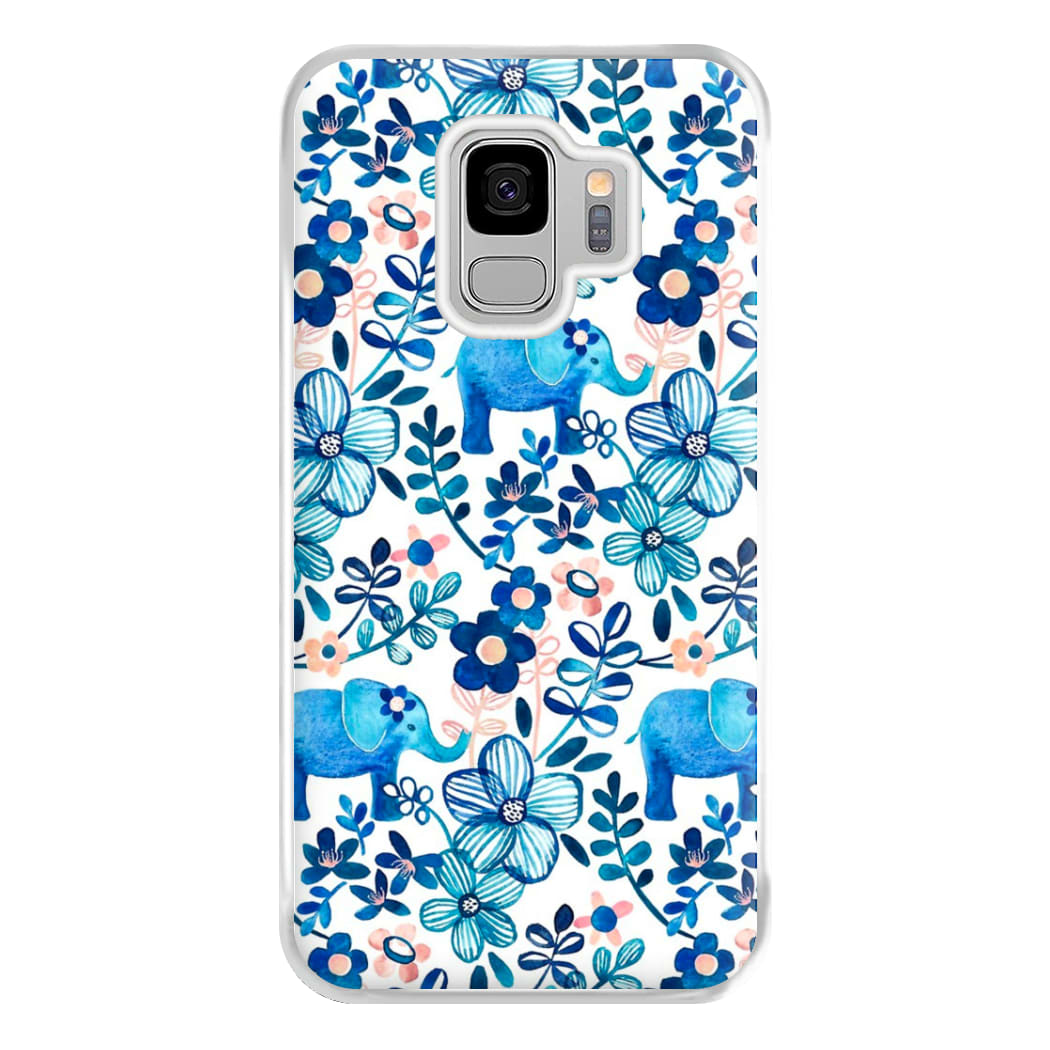 Elephant and Floral Pattern Phone Case for Galaxy S9 Plus