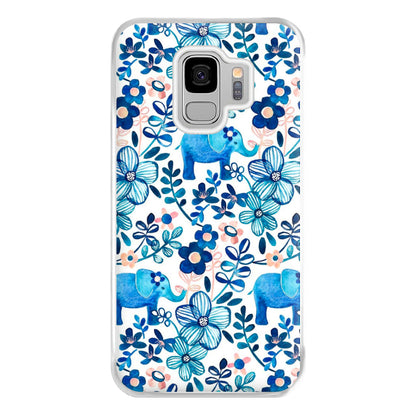 Elephant and Floral Pattern Phone Case for Galaxy S9 Plus