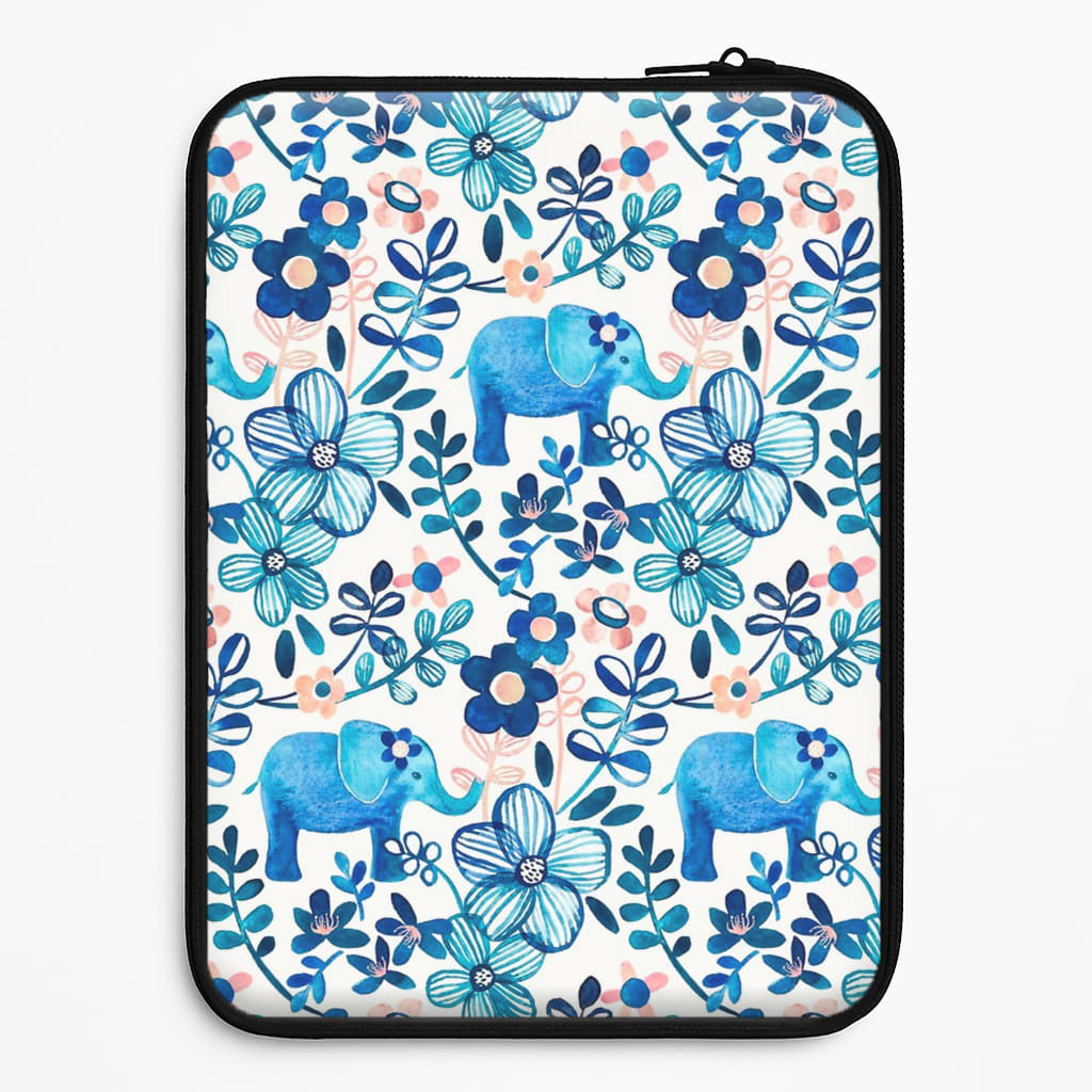 Elephant and Floral Pattern Universal Laptop Sleeve