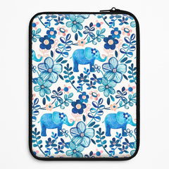 Elephant and Floral Pattern Laptop Sleeve