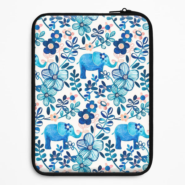 Elephant and Floral Pattern Universal Laptop Sleeve