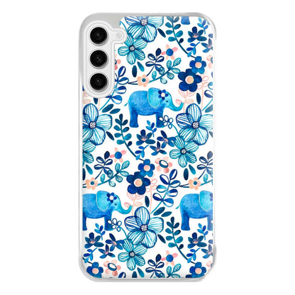 Elephant and Floral Pattern Phone Case for Galaxy S23FE