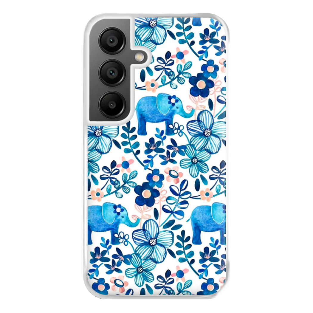 Elephant and Floral Pattern Phone Case for Galaxy A55