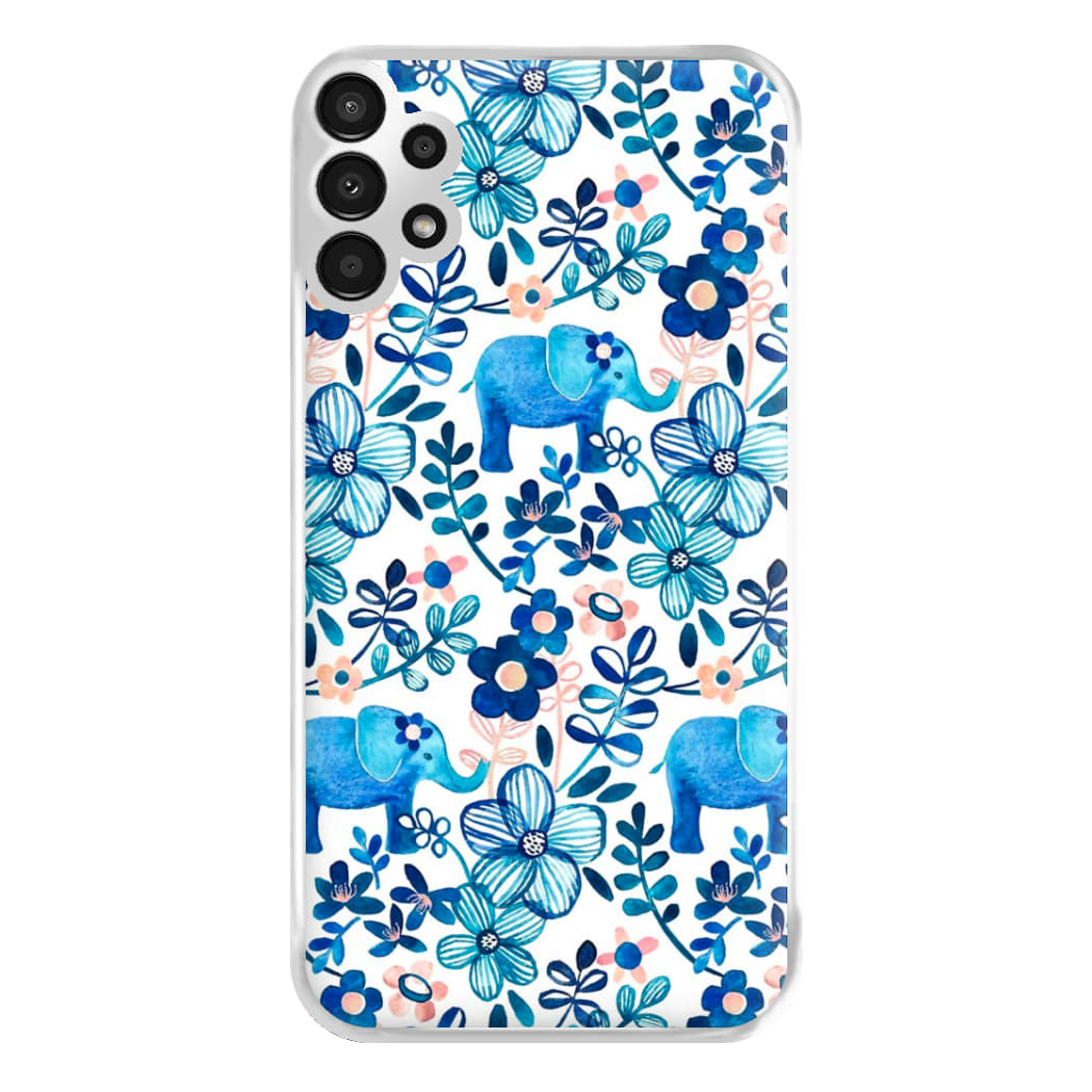 Elephant and Floral Pattern Phone Case for Galaxy A13