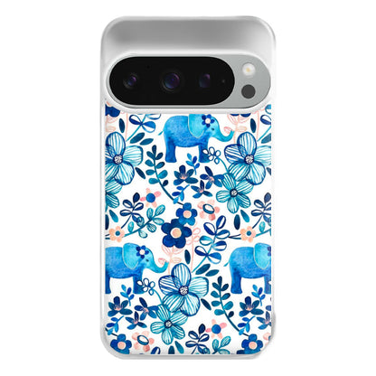 Elephant and Floral Pattern Phone Case for Google Pixel 9 Pro XL