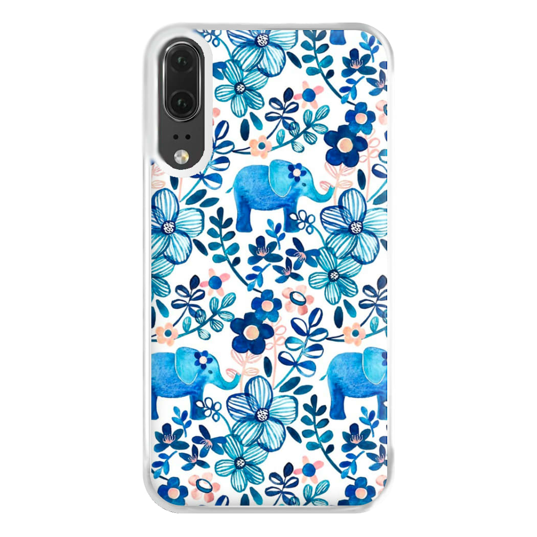 Elephant and Floral Pattern Phone Case for Huawei P20