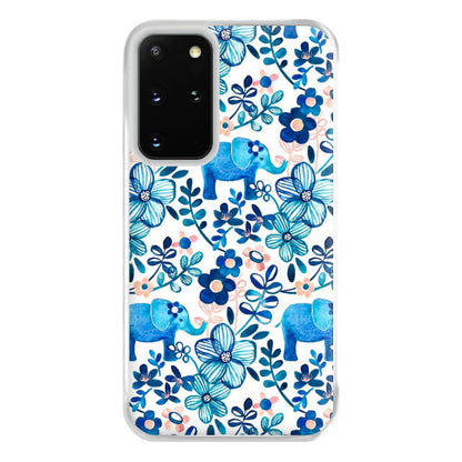 Elephant and Floral Pattern Phone Case for Galaxy S20 Plus