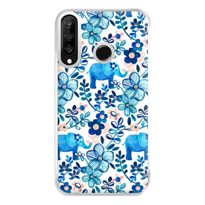 Elephant and Floral Pattern Phone Case for Huawei P30 Lite