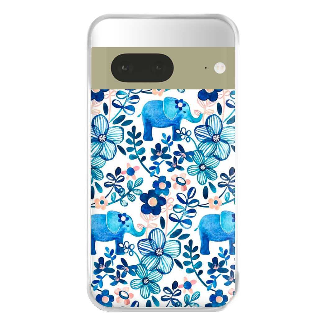 Elephant and Floral Pattern Phone Case for Google Pixel 7a